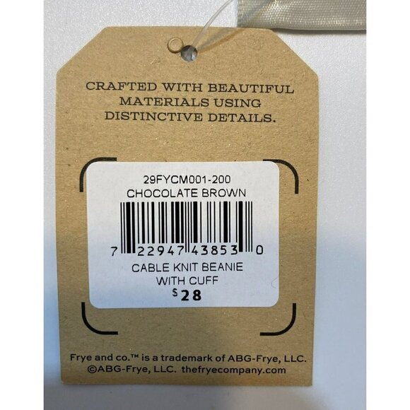 Frye & Co NWT Chocolate Brown Cable Knit Beanie Cuff Knitted Cap-OSFM - Picture 5 of 12